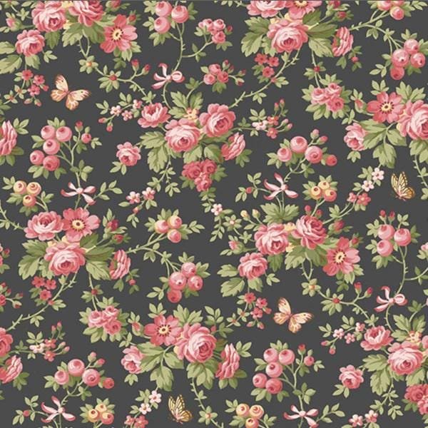 French Mill Black Butterflies by Andover Fabrics A-736-K sold by the 1/2 yd.