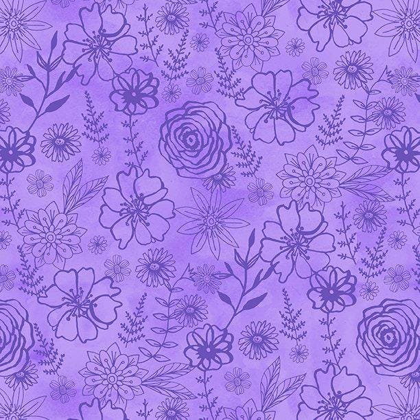 Fanciful Flight by Lori Seibert for Wilmington Prints  11177-660 Purple sold by the 1/2 yd.