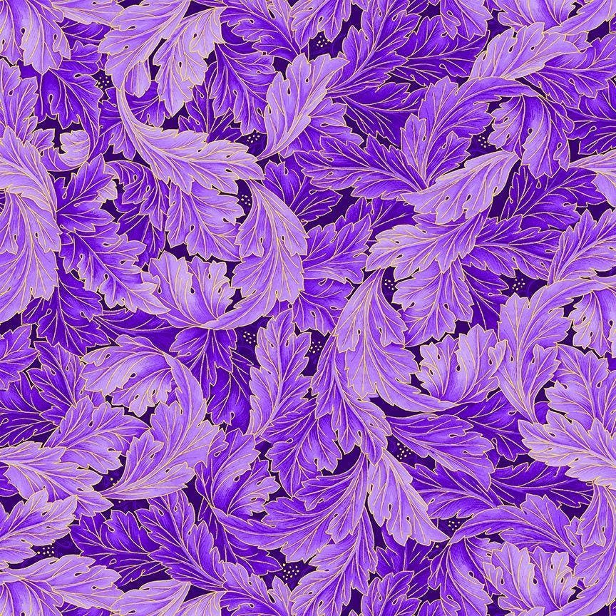 Fancy Acanthus Scroll Metallic by Timeless Treasures Flora-CM2988 Purple sold by the 1/2 yd.