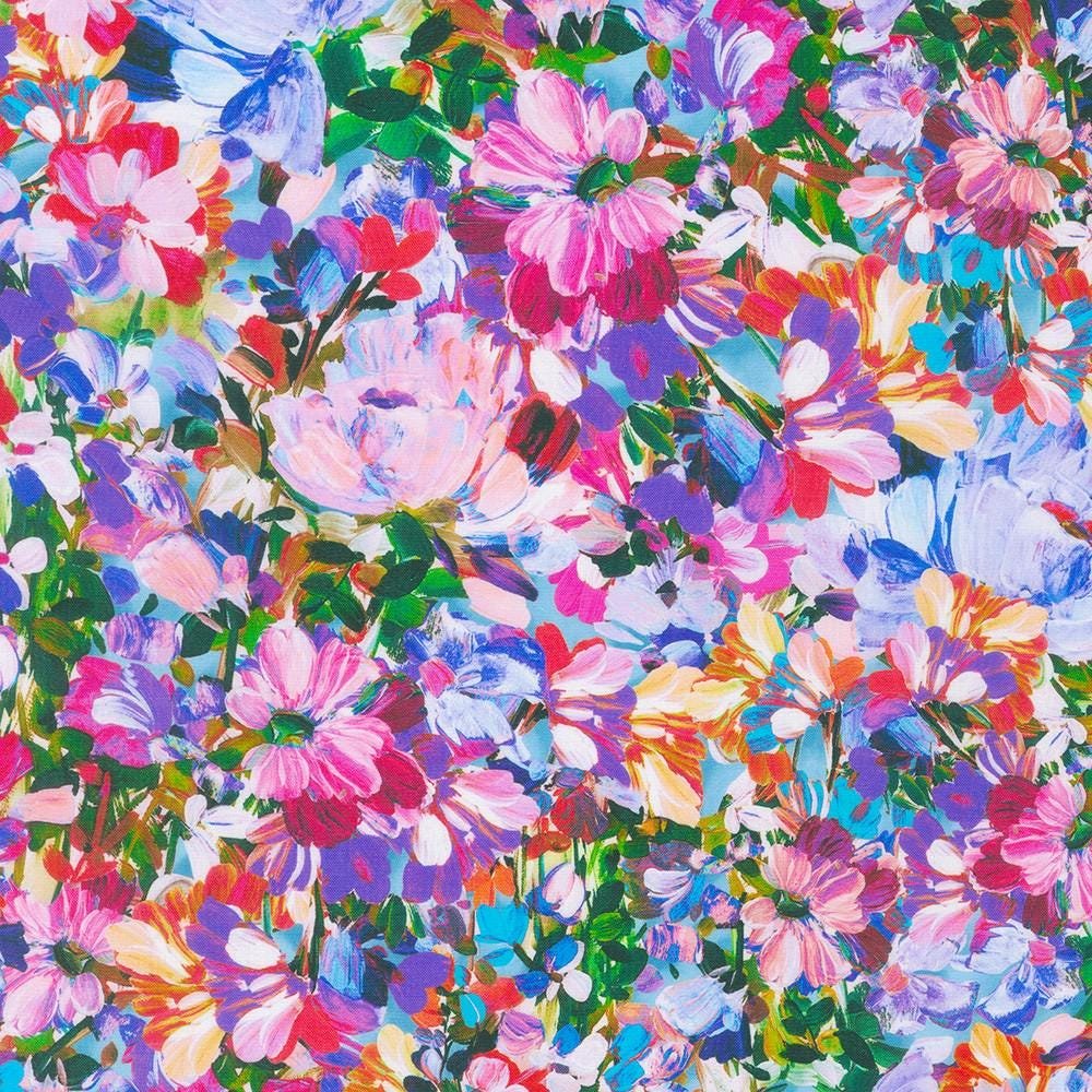 Painterly Petals Meadow by Robert Kaufman SKRD 22274-269 Park sold by the 1/2 yd.