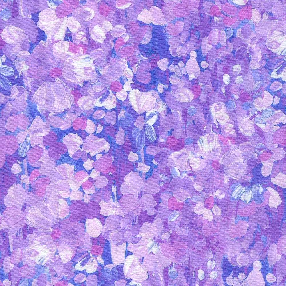 Painterly Petals Meadow by Robert Kaufman SKRD 22272-23 Lavender sold by the 1/2 yd.