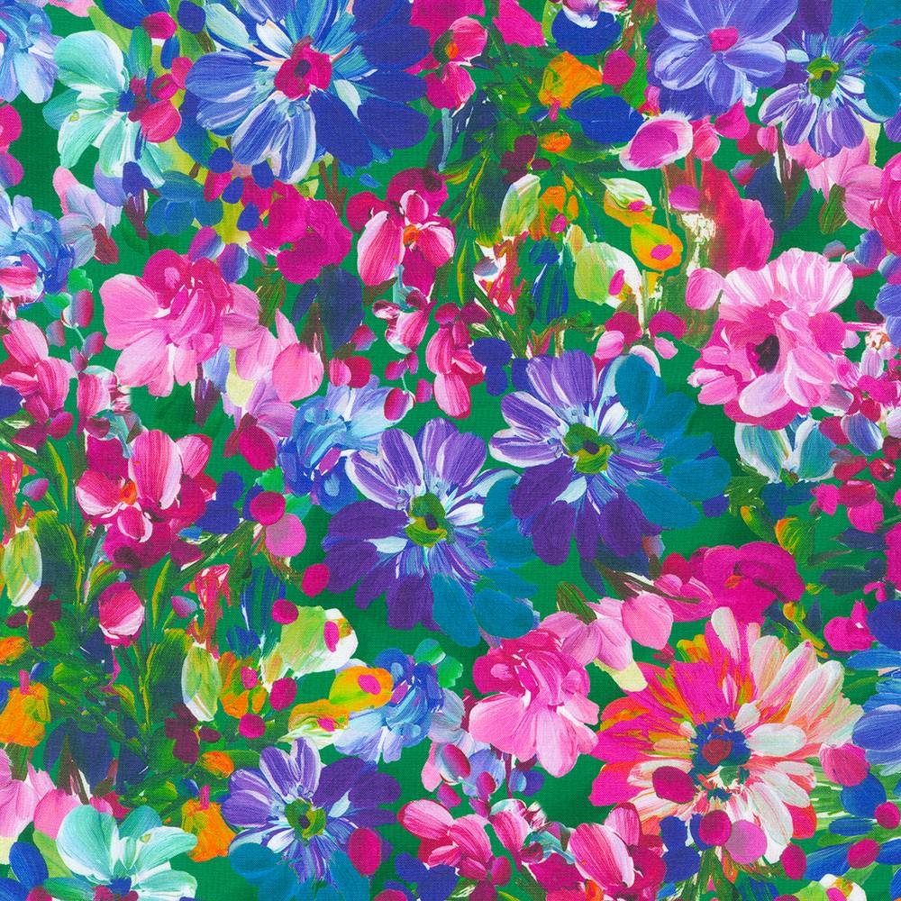 Painterly Petals Meadow by Robert Kaufman SKRD 22272-238 Garden sold by the 1/2 yd.