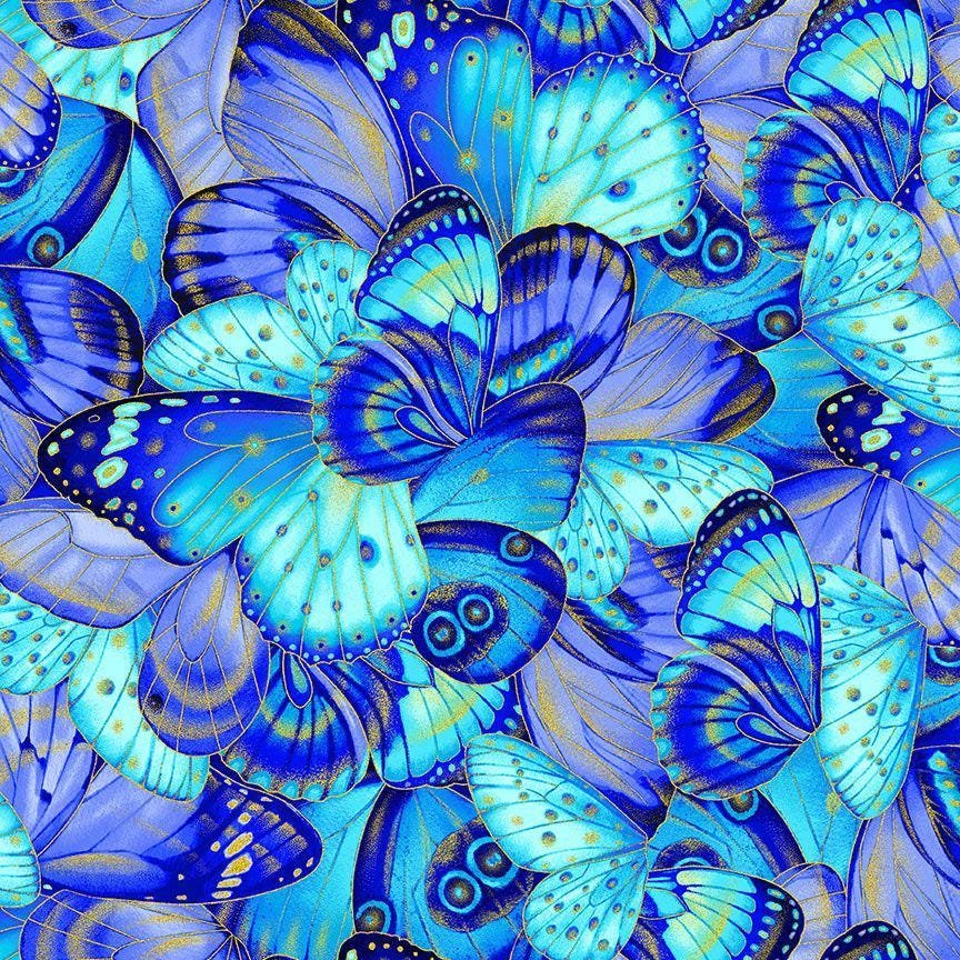 Escapade Metallic Butterfly Wings by Chong-a Hwang for Timeless Treasures CM3795 Multi sold by the 1/2 yd.