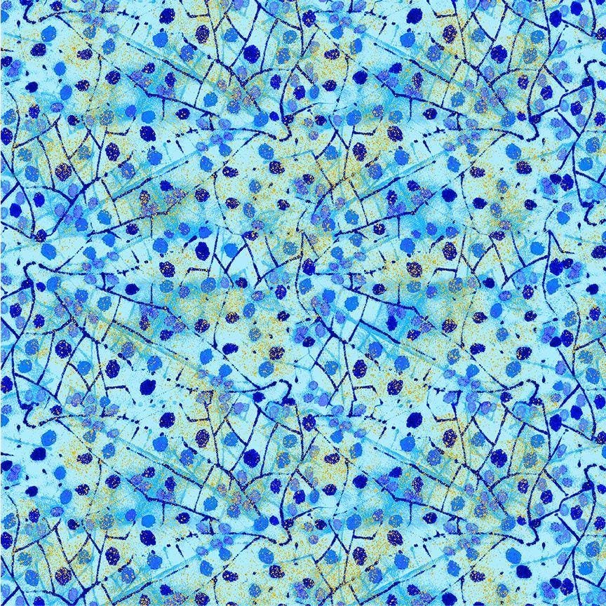 Escapade Metallic Mosiac  by Chong-a Hwang for Timeless Treasures CM3797 Blue sold by the 1/2 yd.
