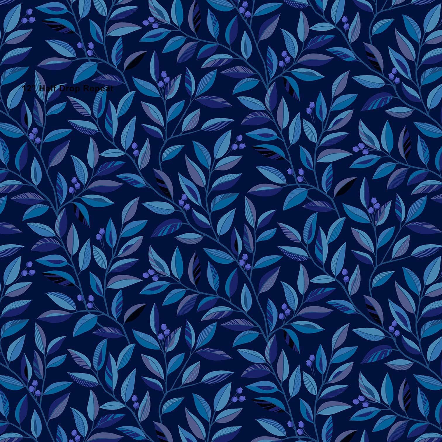 Divine Vines 108"X118" by Color Principle for Henry Glass Fabrics 2935W-77 Blue 108"X118" 3 yard Cut