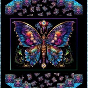 Butterfly Glass wall hanging Quilt Kit using the Night Flight Collection by Q.T. Treasures 40"X51"