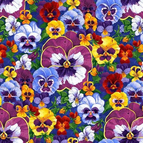 Pansy Prose by Blank Quilting Co. 2141-70 Periwinkle sold by the 1/2 yd.