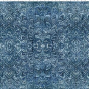 Carpet Bag Romance by Jason Yenter for In The Beginning Fabrics 6CBR-1 Blue Marble sold by the 1/2 yd.
