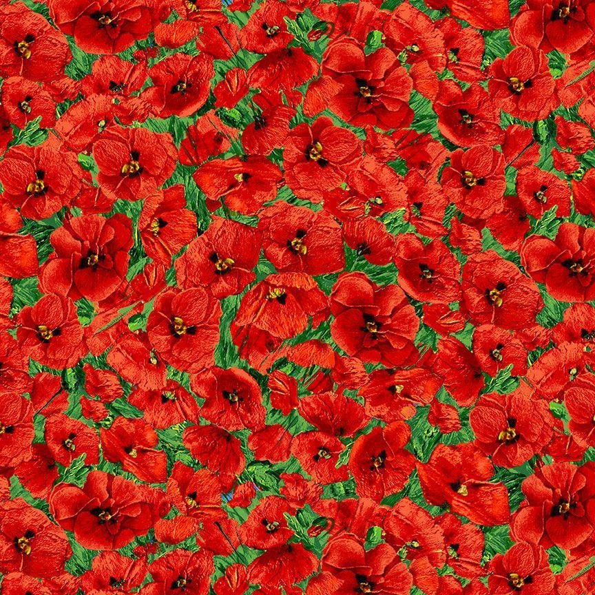 Forest Bloom by Chong-a Hwang for Timeless Treasures FLEUR-CD3722 Poppy sold by the 1/2 yd.