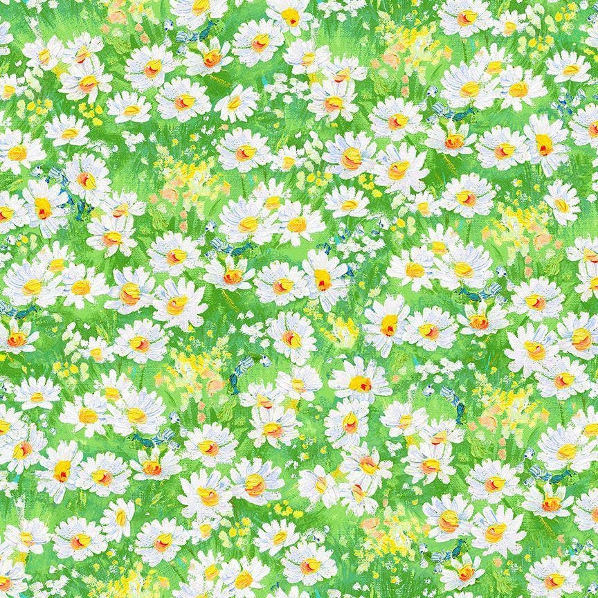 Forest Bloom by Chong-a Hwang for Timeless Treasures FLEUR-CD3723 Green sold by the 1/2 yd.