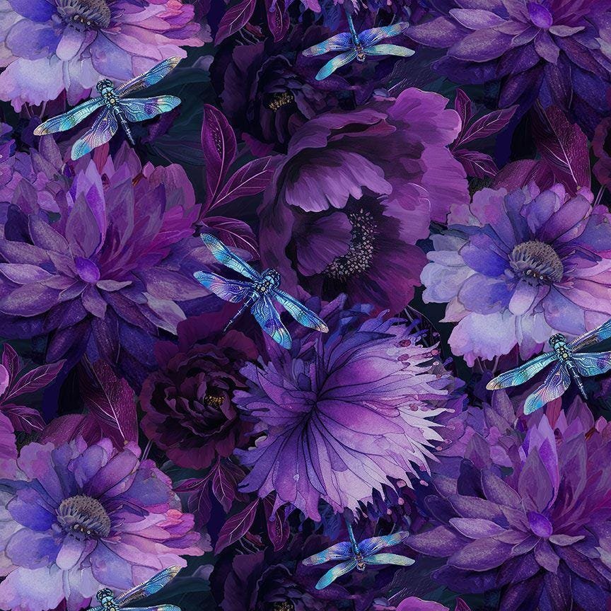 Dragonfly Mist by timeless Treasures NATURE-CD3892 Purple sold by the 1/2 yd.