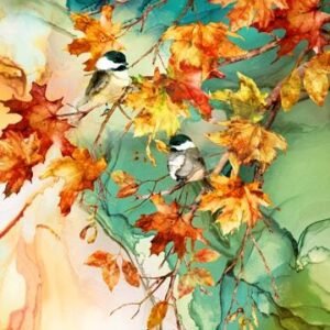Autumn Breeze Panel by Deborah Edwards and Melanie Samra for Northcott DP28055-66 Teal Multi 24"X43"