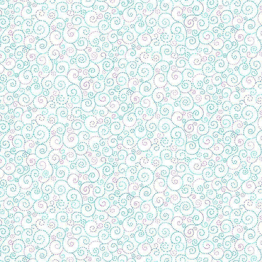 Indigo Garden Swirls by Timeless Treasures CD3419 White one yard 31" remnant