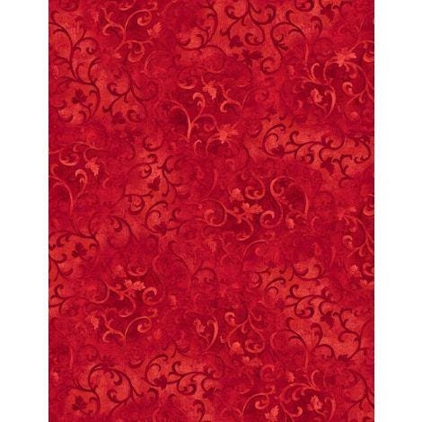 Essentials Scroll by Wilmington Prints 1077 89025-333 Bright Red sold by the 1/2 yd.