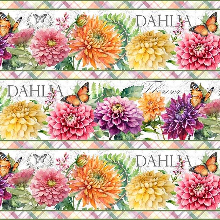 Dahlia Botanica Repeating Stripe by Nancy Mink for Wilmington Prints 33922-157 Multi sold by the 1/2 yd.