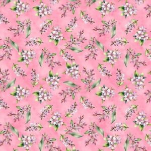 Dahlia Botanica Small Floral by Nancy Mink for Wilmington Prints 33925-337 Pink sold by the 1/2 yd.