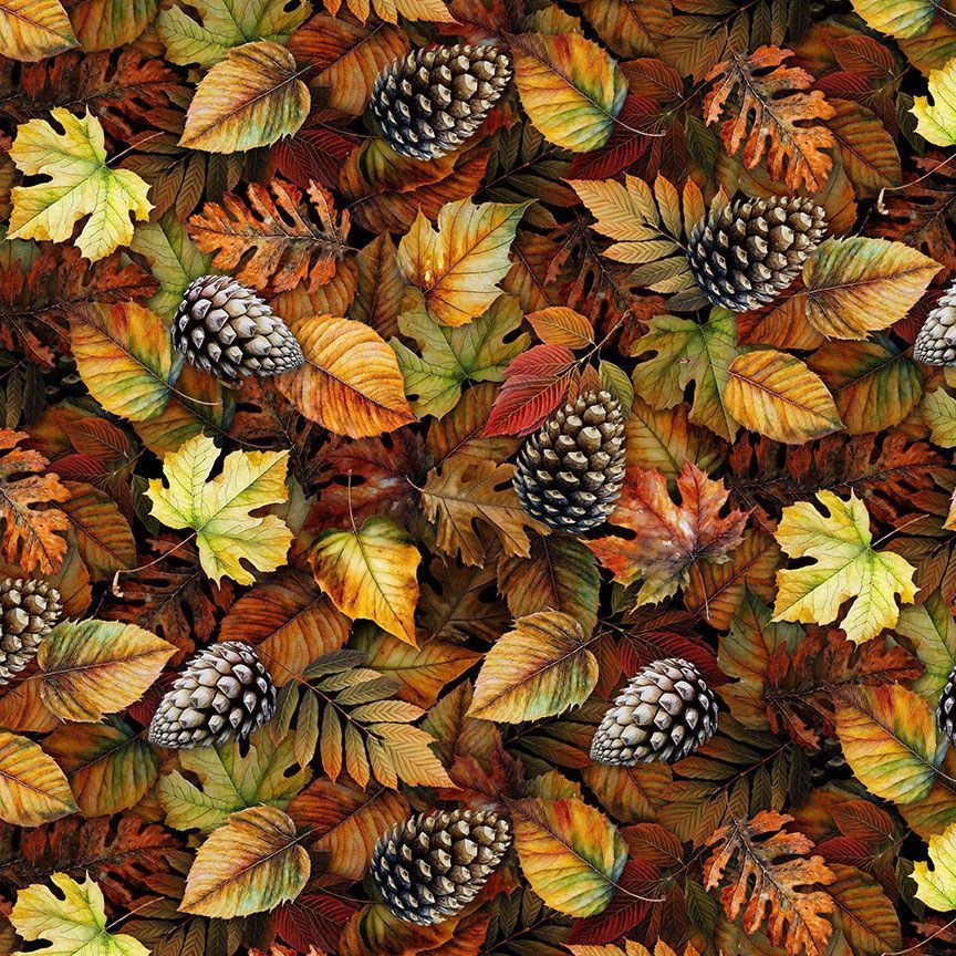 Autumn Mist Packed Fall Leaves by George McCartney for Timeless Treasures GM-CD2637 sold by the 1/2 yd.