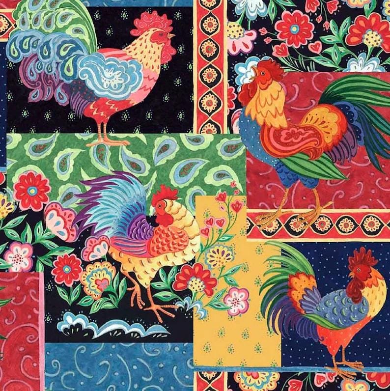 Calico Red Rooster by Springs Creative 2035-0468 sold by the 1/2 yd.