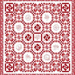 Garden Redwork Stitched With Love Quilt Kit by Timeless Treasures 96.5"X96.5"