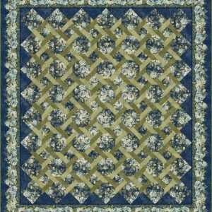 Carpet Bag Romance Garden Twist Quilt Kit Blue by Jason Yenter for In The Beginning Queen Size 98"X109" Pattern Included