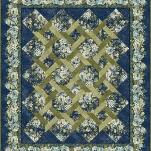 Carpet Bag Romance Garden Twist Quilt Kit Blue by Jason Yenter for In The Beginning Lap/Wall size 64"X75" Pattern Included