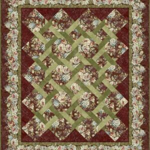 Carpet Bag Romance Garden Twist Quilt Kit Red by Jason Yenter for In The Beginning Lap/Wall size 64"X75" Pattern Included