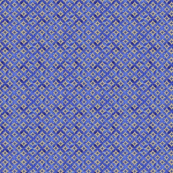 Moonlight Asian Geo Metallic by Chong-a Hwang for Timeless Treasures LOTUS-CM3989 Blue sold by the 1/2 yd.
