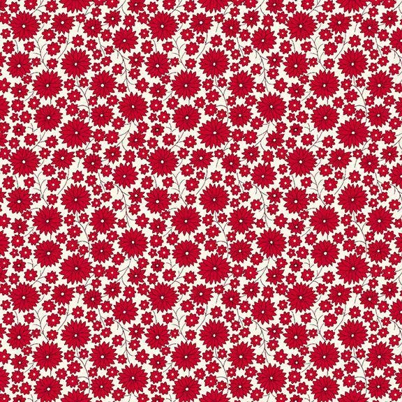 Aunt Grace Goes Scrappy Garden by Julie Rothermel for Marcus Fabrics R35 1525D Red sold by the 1/2 yd.