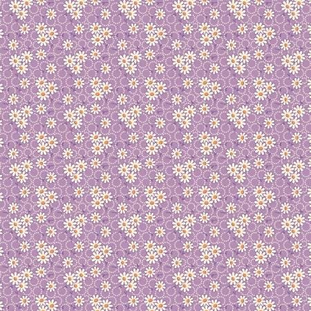 Aunt Grace Goes Scrappy by Julie Rothermel for Marcus Fabrics R35 1527D Lilac Daisy sold by the 1/2 yd.