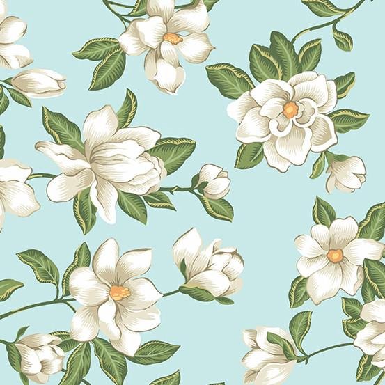 Magnolia by Andover Fabrics A854-LB Lt. Blue sold by the 1/2 yd.