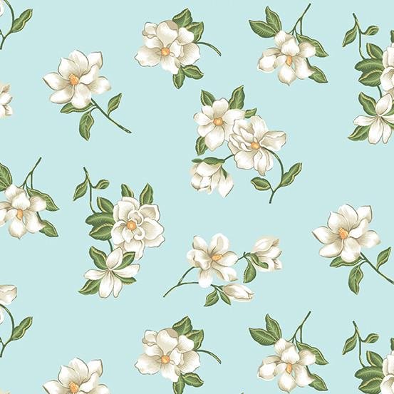 Magnolia by Andover Fabrics A855-LB Lt. Blue sold by the 1/2 yd.