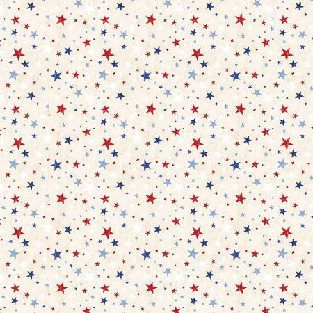 Founding Glory Star Toss by Jennifer Pugh for Wilmington Prints 49365-214 Cream sold by the 1/2 yd.