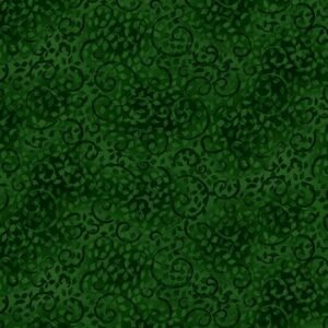 Essentials leafy Scrolls by Grace Pullen for Wilmington prints 26035-797 Med. Dk. Green sold by the 1/2 yd.