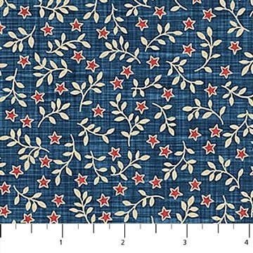 navyFarmhouse Sampler Star Blender by Deborah Edwards for Northcott Fabrics 28608-48  Navy sold by the 1/2 yd.