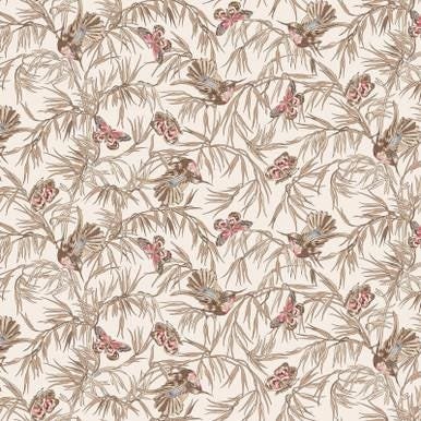 Meadow Blush Birds and Butterflies by Maywood Studio MAS11134-White sold by the 1/2 yd.