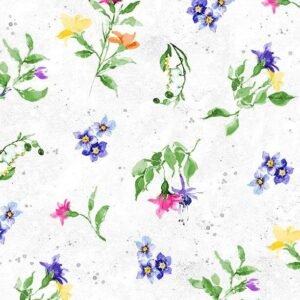 Floral Flutter by Susan Winget for Wilmington Prints 39911-976 Lg. Floral Toss Lt. Gray sold by the 1/2 yd.
