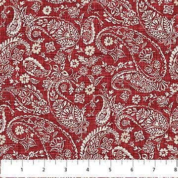 Farmhouse Sampler by Deborah Edwards for Northcott Fabrics 28607-24 Red Paisley sold by the 1/2 yd.
