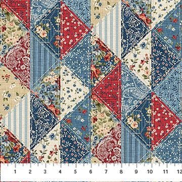 Farmhouse Sampler Patchwork by Deborah Edwards for Northcott Fabrics 28602-11 Cream Multi sold by the 1/2 yd.