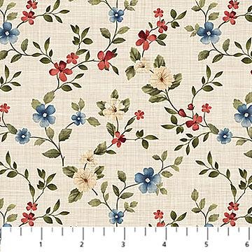 Farmhouse Sampler Floral Trail by Deborah Edwards for Northcott Fabrics 28604-11 Cream Multi sold by the 1/2 yd.