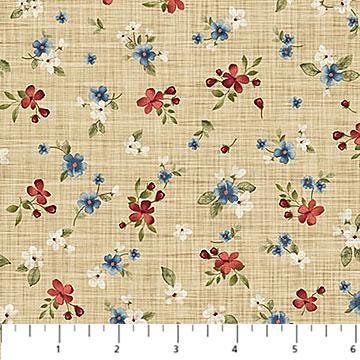Farmhouse Sampler Floral Toss by Deborah Edwards for Northcott Fabrics 28605-12 Beige Multi sold by the 1/2 yd.