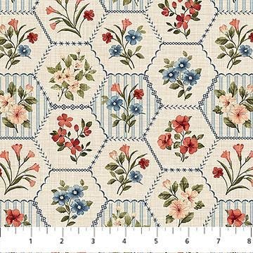 Farmhouse Sampler by Deborah Edwards for Northcott Fabrics 28603-11 Cream Multi sold by the 1/2 yd.