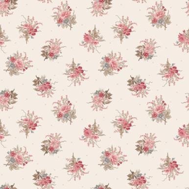 Meadow Blush Small Bouquet by Maywood Studio MAS11133-White sold by the 1/2 yd.
