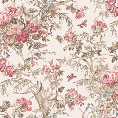 Meadow Blush Focal Floral by Maywood Studio MAS11130-White sold by the 1/2 yd.