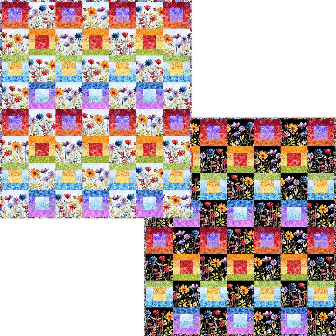 Blooming Day & Night Strip Quilt Kit by Jason Yenter for In The Beginning  56-1/2"X64-1/2"