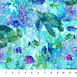 Coral Reef by Deborah Edwards and Melanie Samra for Northcott Fabrics DP28877-66 Multi sold by the 1/2 yd.