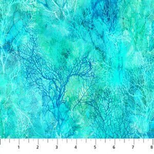 Coral Reef by Deborah Edwards and Melanie Samra for Northcott Fabrics DP28881-66 Turquoise sold by the 1/2 yd.
