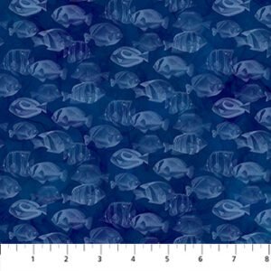Coral Reef by Deborah Edwards and Melanie Samra for Northcott Fabrics B28884-48 Navy sold by the 1/2 yd.