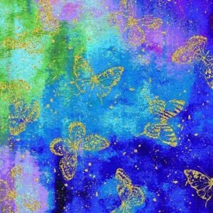 Evening Glow Metallic Butterflies by Chong-a Hwang for Timeless Treasures CM4105 Multi sold by the 1/2 yd.