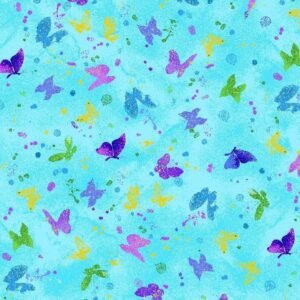 Evening Glow Tossed Butterflies Metallic by Chong-a Hwang for Timeless Treasures CM4104 Black sold by the 1/2 yd.