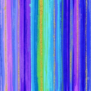 Evening Glow Border Stripe Fabric by Chong-a Hwang, Multi-Color Metallic Stripes CM4111 Multi sold by the 1/2 yd.